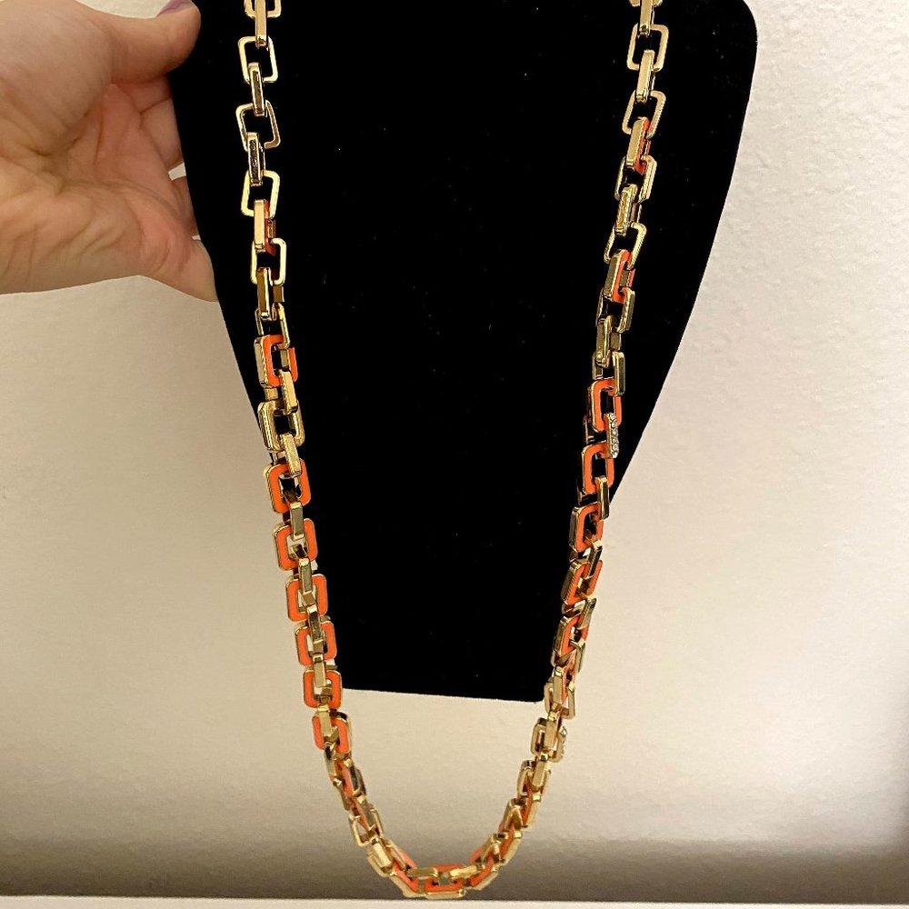 Metal Orange/Gold Chain-Linked Necklace